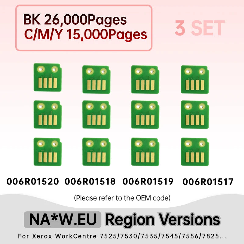 013R00662 Drum Chips for Xerox Workcentre WC 7525 7535 7830 7835 Toner 006R01513 006R01516 006R01515 006R01512 006R01520 Printer