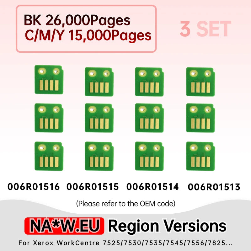 013R00662 Drum Chips for Xerox Workcentre WC 7525 7535 7830 7835 Toner 006R01513 006R01516 006R01515 006R01512 006R01520 Printer