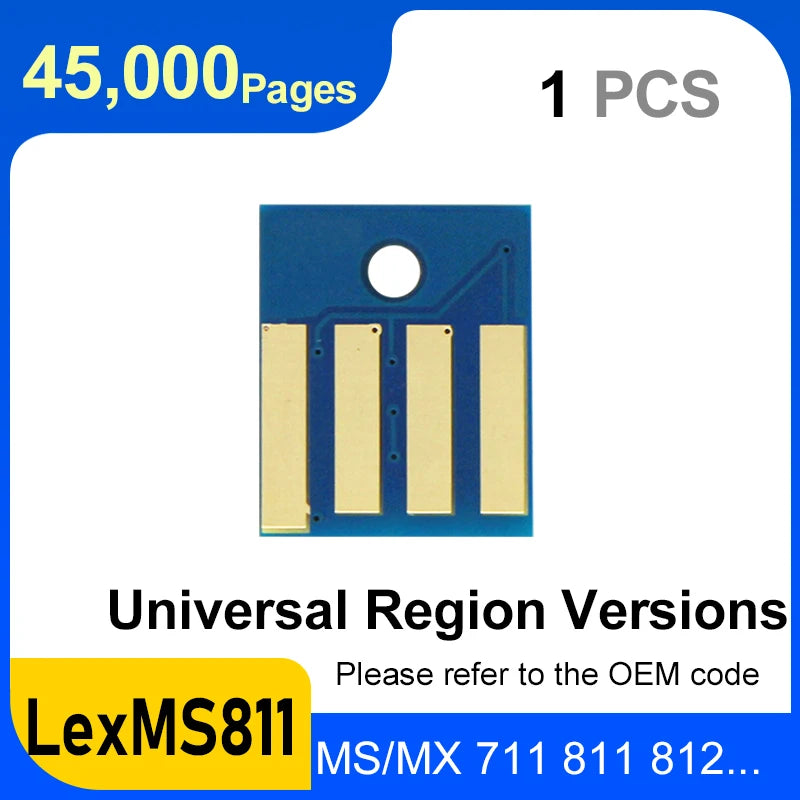 25K 52D1H00 52D2H00 62D2H00 62D5H00 For Lexmark MX711 MS817 MS818 MS810dn MX812 MS812 MS711 MS810 Chip Printer Cartridge Reset