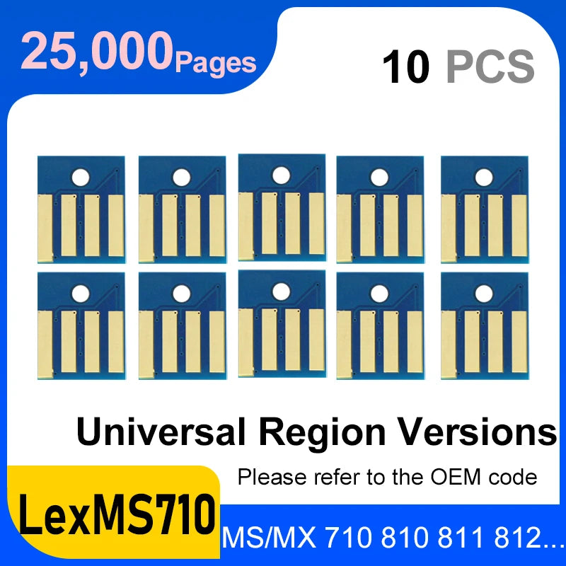 25K 52D1H00 52D2H00 62D2H00 62D5H00 For Lexmark MX711 MS817 MS818 MS810dn MX812 MS812 MS711 MS810 Chip Printer Cartridge Reset