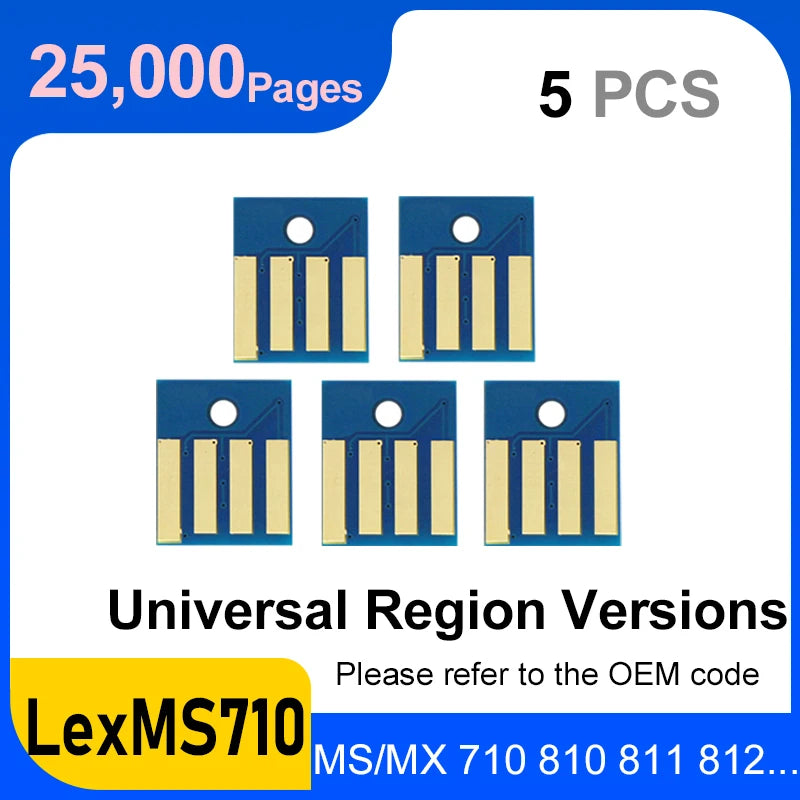 25K 52D1H00 52D2H00 62D2H00 62D5H00 For Lexmark MX711 MS817 MS818 MS810dn MX812 MS812 MS711 MS810 Chip Printer Cartridge Reset