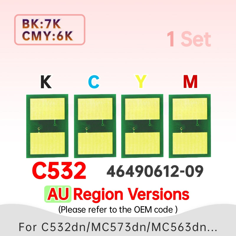 For Okidata C532dn C542dn MC573dn MC563dn Toner Chip for OKI C532 C542 MC573 C563 Printer Cartridge Chip Reset 46490404