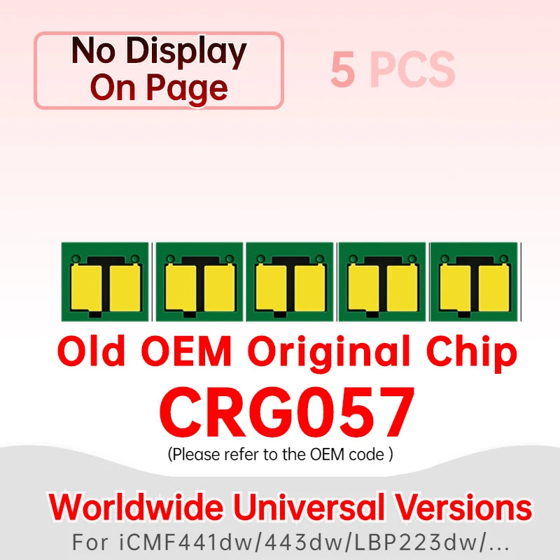 5 PCS CRG057 057H Toner Chip for Canon ICMF441dw ICMF443dw ICMF449dw MF445dw MF446x MF449x I-SENSYS LBP223dw 226dw 227dw 228x