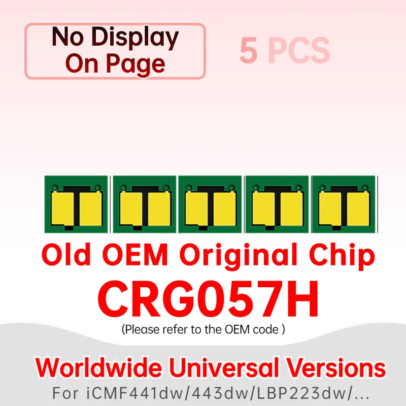 5 PCS CRG057 057H Toner Chip for Canon ICMF441dw ICMF443dw ICMF449dw MF445dw MF446x MF449x I-SENSYS LBP223dw 226dw 227dw 228x