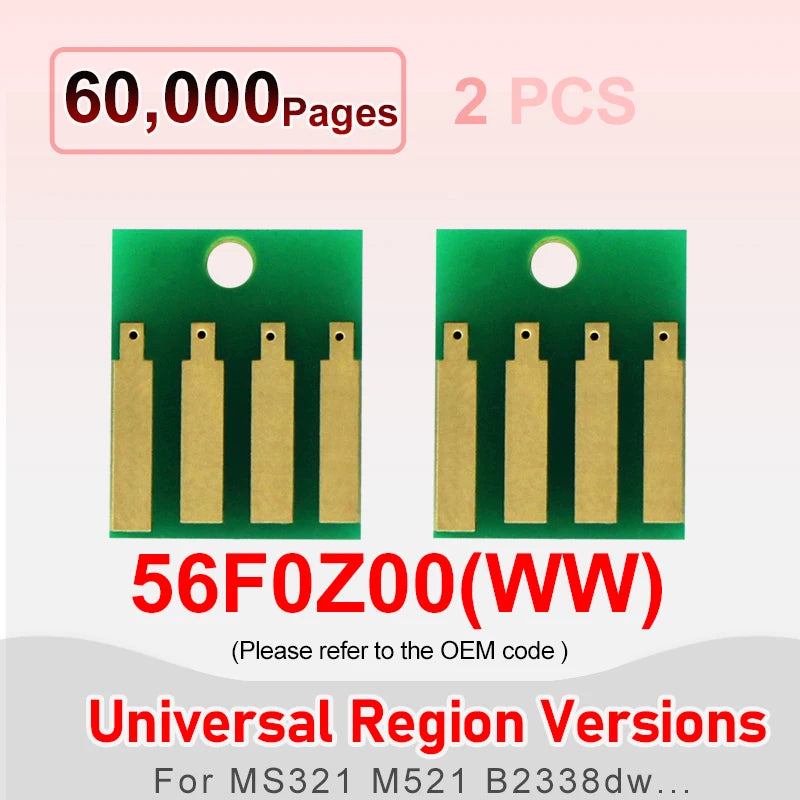 56F0Z00 Drum Chip For Lexmark MS621 MX321 MX421 MX622 MX521 B2546dn B2650dn XM3250 XM1246 MS321 MS521 B2442 Chips Printer Reset