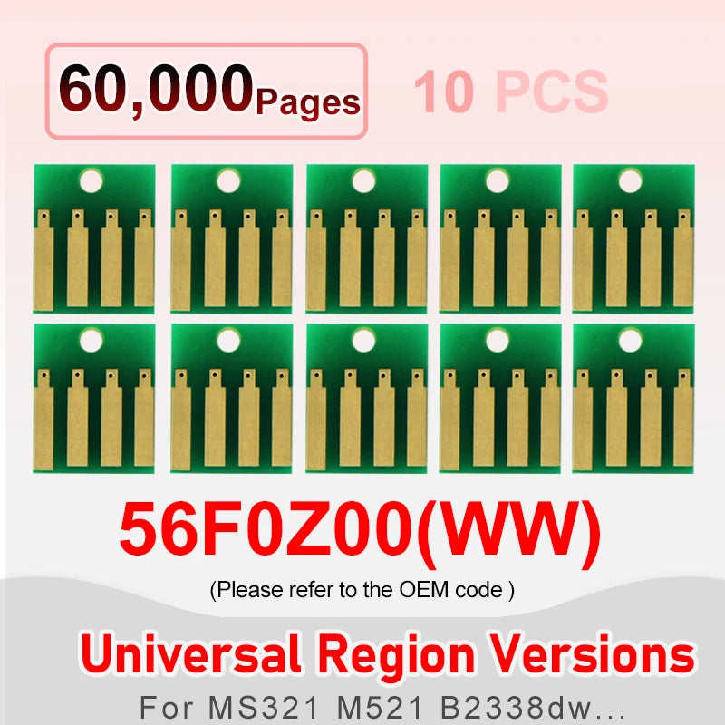 56F0Z00 Drum Chip For Lexmark MS621 MX321 MX421 MX622 MX521 B2546dn B2650dn XM3250 XM1246 MS321 MS521 B2442 Chips Printer Reset