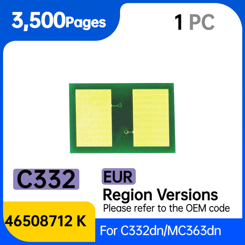 C332dn Chip Toner Reset for Okidata C332 C332dnw for OKI MC363 MC363dnw MC363DN Cartridge Chip Refill 46508712 46508736 Updated