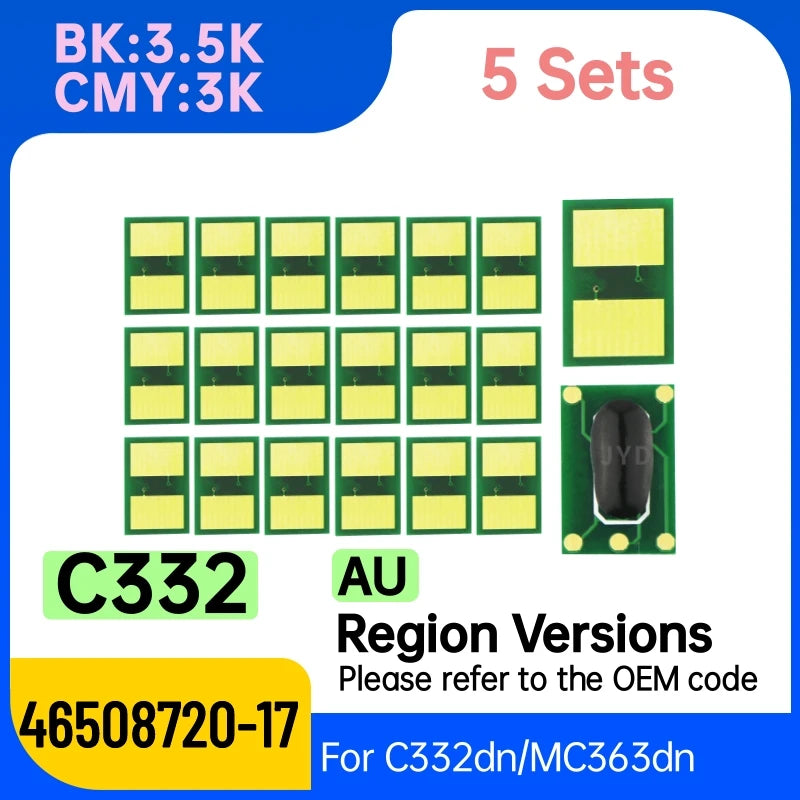 C332dn Chip Toner Reset for Okidata C332 C332dnw for OKI MC363 MC363dnw MC363DN Cartridge Chip Refill 46508712 46508736 Updated