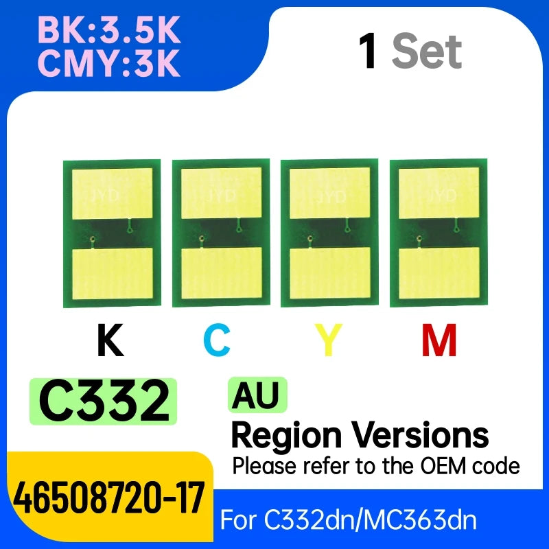 C332dn Chip Toner Reset for Okidata C332 C332dnw for OKI MC363 MC363dnw MC363DN Cartridge Chip Refill 46508712 46508736 Updated