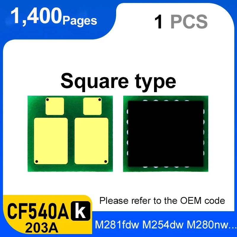 CF540a 203 Chip 541 For HP Color LaserJet Pro M254dn M280nw M281fdn M277dw M254 M280 M281fdw Toner Cartridge Chips Reset Printer