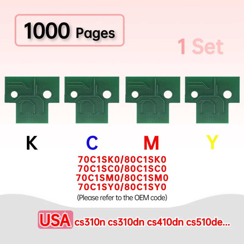 CS310 Chip for Lexmark CS310n CS310dn CS410n CS410dn CS510de CX410e CX410de CX510de Printer Rest Toner Cartridge Chip