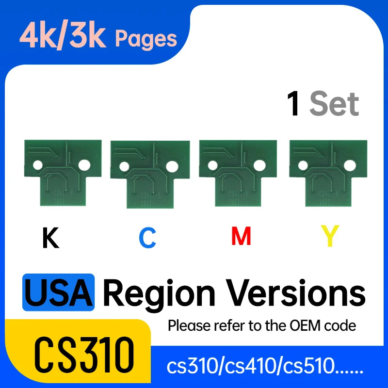 Compatible Lexmark cs310 chip set newest firmware for Lexmark CS310n CS410n CS510de CX410e CX510de printer toner cartridge