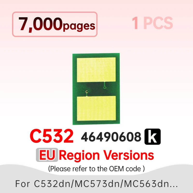 For Okidata C532dn C542dn MC573dn MC563dn Toner Chip for OKI C532 C542 MC573 C563 Printer Cartridge Chip Reset 46490404