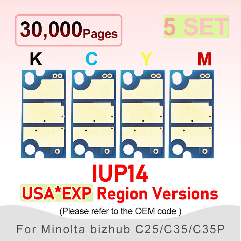 IUP14 Image Unit Chip for Konica Minolta Bizhub C25 C35P C35 Develop Image Unit Drum Printer Cartridge Reset 25 35 35P