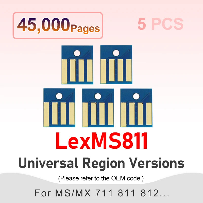 MS811dn MS711 Chip for Lexmark MS811 MS810 MS812 MX710 MX711 MX810 MX811 MX812 Printer Toner Cartridge Chips Reset New Updated