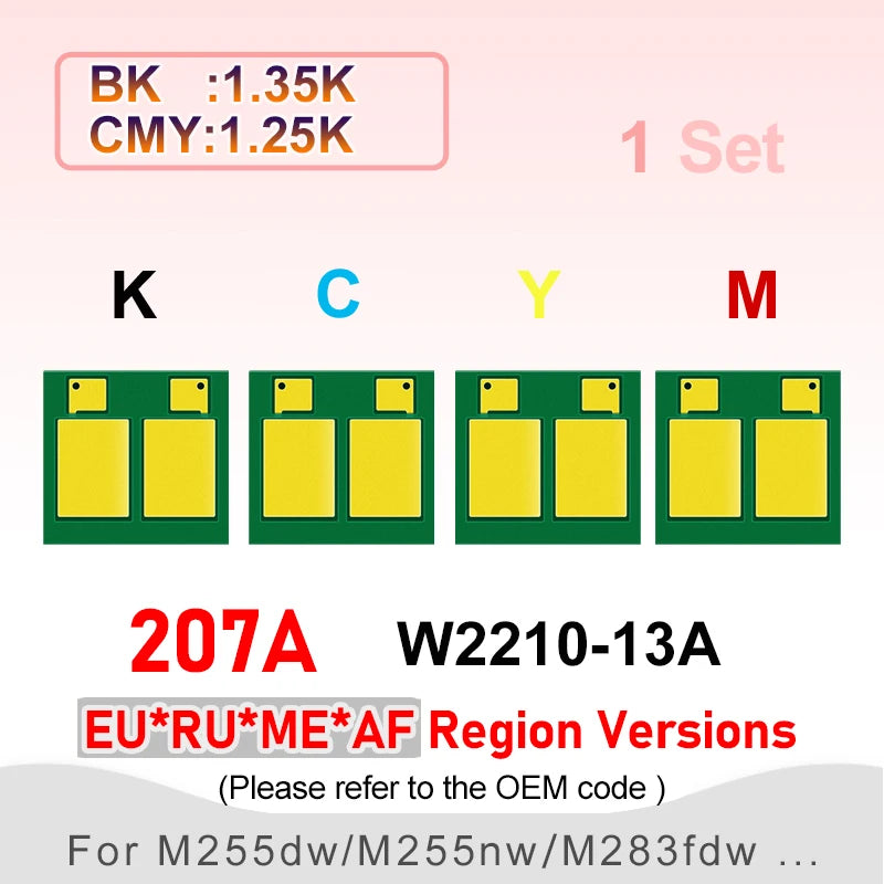 New Compatible W2210A W2210X W2110A W2110X 207X 206X Cartridge Chip for HP M255dw M283fdw M283cdw M282 M283 Toner Chip 207A 206A