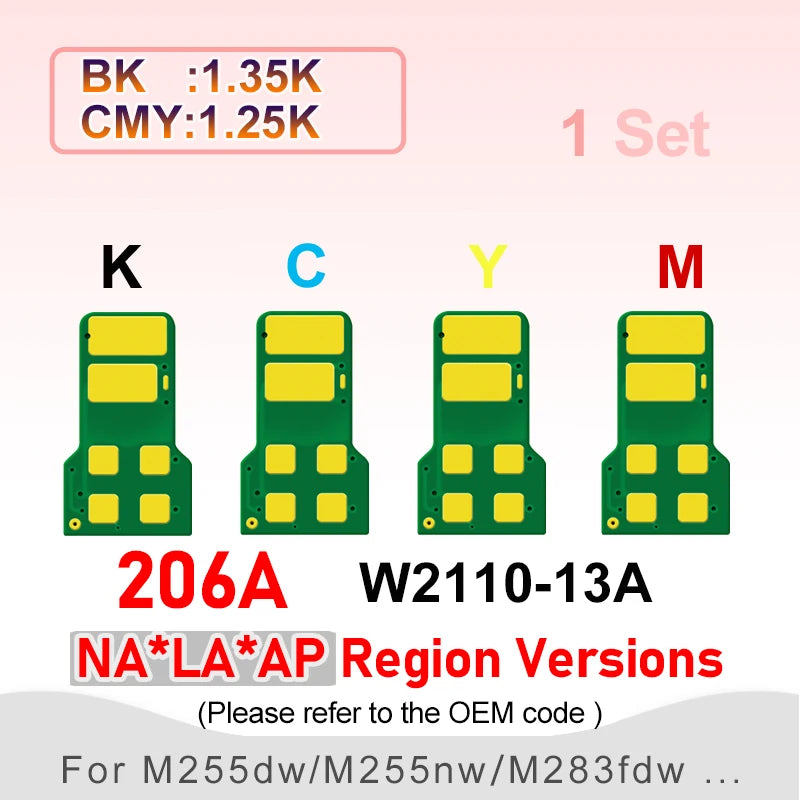 New Compatible W2210A W2210X W2110A W2110X 207X 206X Cartridge Chip for HP M255dw M283fdw M283cdw M282 M283 Toner Chip 207A 206A