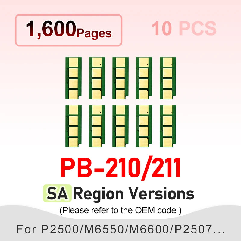 PC211 Toner Chip PA-210 Pb211 PC-210EV for Pantum Printer P2500 M6500 M6550 Nw M6600 P2200 Chip Pb210 Ilimitado Cartridge Reset