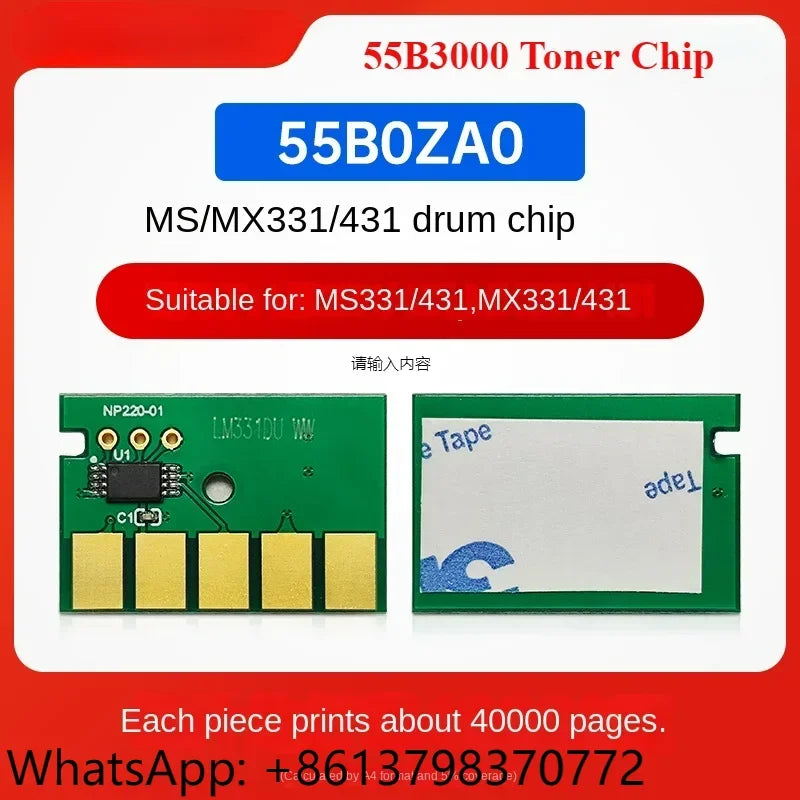 （55B0ZA0，55B3000） Toner and Drum Chip for Lexmark MS331,MS431,MX431,MX331,B3340,B3442,MB3442,XM1342