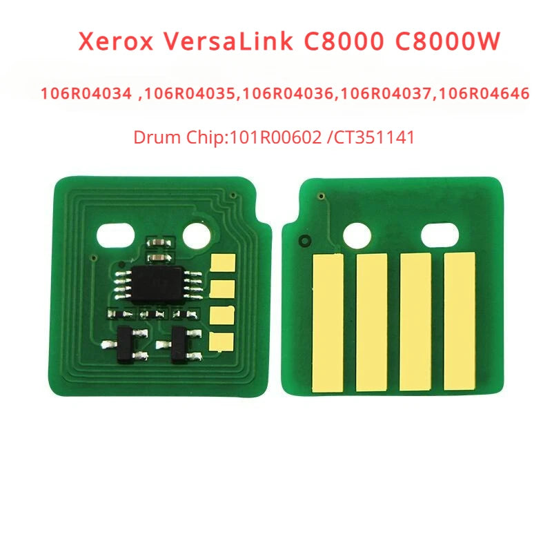 Toner and Drum Chip for Xerox VersaLink C8000 C8000W (106R04034 ,106R04035,106R04036,106R04037,106R04646,101R00602,CT351141)