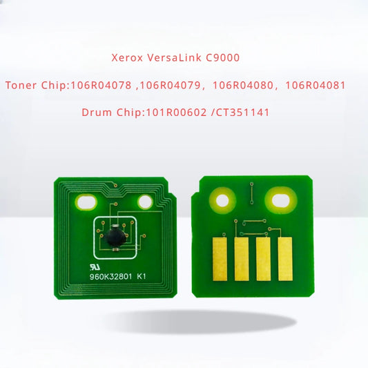 Toner and Drum Chip for Xerox VersaLink C9000 (106R04078 ,106R04079，106R04080，106R04081,101R00602 /CT351141)