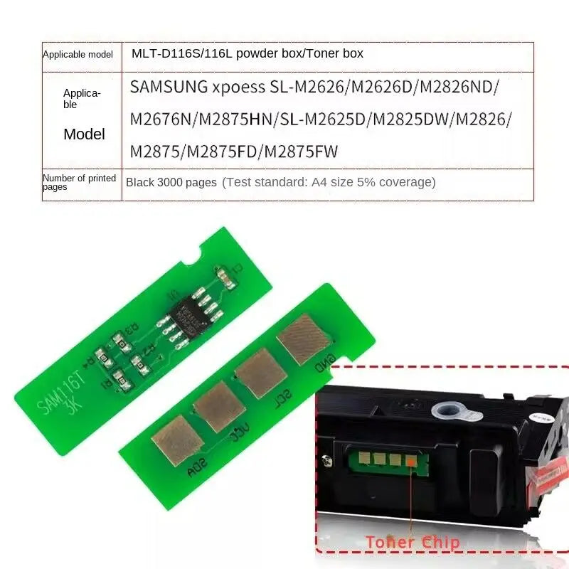 1 Drum Chip for Samsung SL-M2625,2626,2825,2826,2835,2675,2676,2875,2876 ,2676 ,2676N,2676FH, 2876HN, 2626D,2826ND,2875ND,2885FW