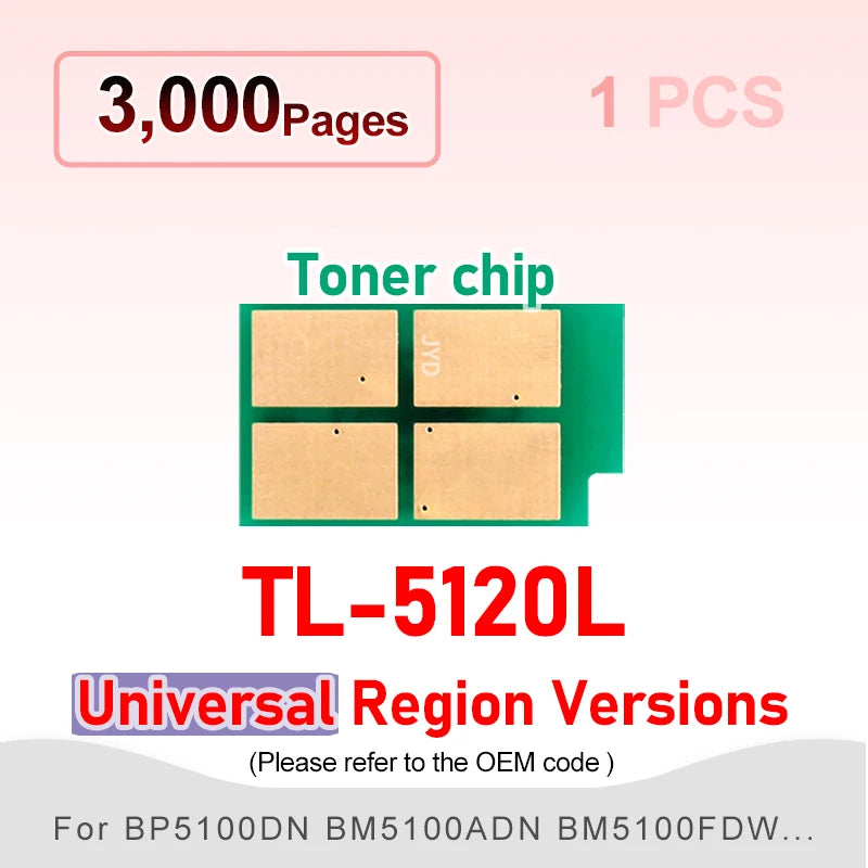 TL5120 Chip DL-5120 TL-5120X TL-5120H TL-5120L for Pantum BP5100dw BM5100adw BM5102fdn Adn Dn Toner Cartridge Chip Reset Printer