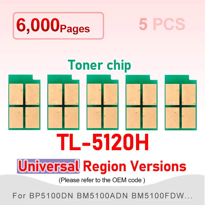 TL5120 Chip DL-5120 TL-5120X TL-5120H TL-5120L for Pantum BP5100dw BM5100adw BM5102fdn Adn Dn Toner Cartridge Chip Reset Printer