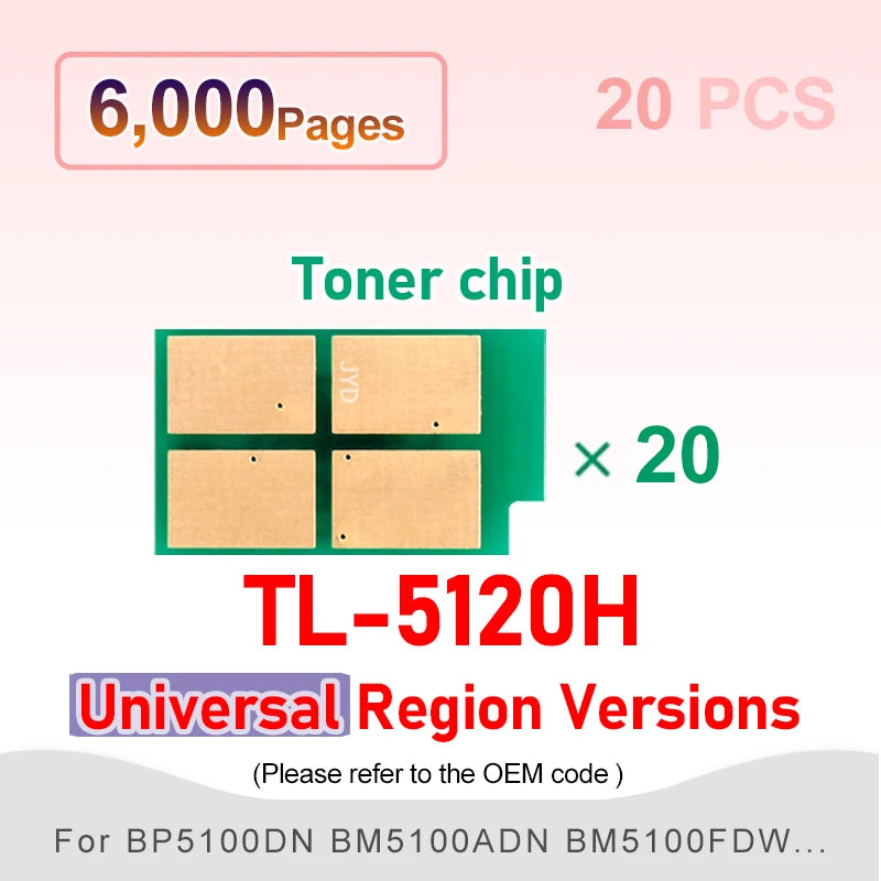 TL5120 Chip DL-5120 TL-5120X TL-5120H TL-5120L for Pantum BP5100dw BM5100adw BM5102fdn Adn Dn Toner Cartridge Chip Reset Printer