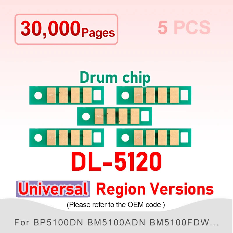 TL5120 Chip DL-5120 TL-5120X TL-5120H TL-5120L for Pantum BP5100dw BM5100adw BM5102fdn Adn Dn Toner Cartridge Chip Reset Printer