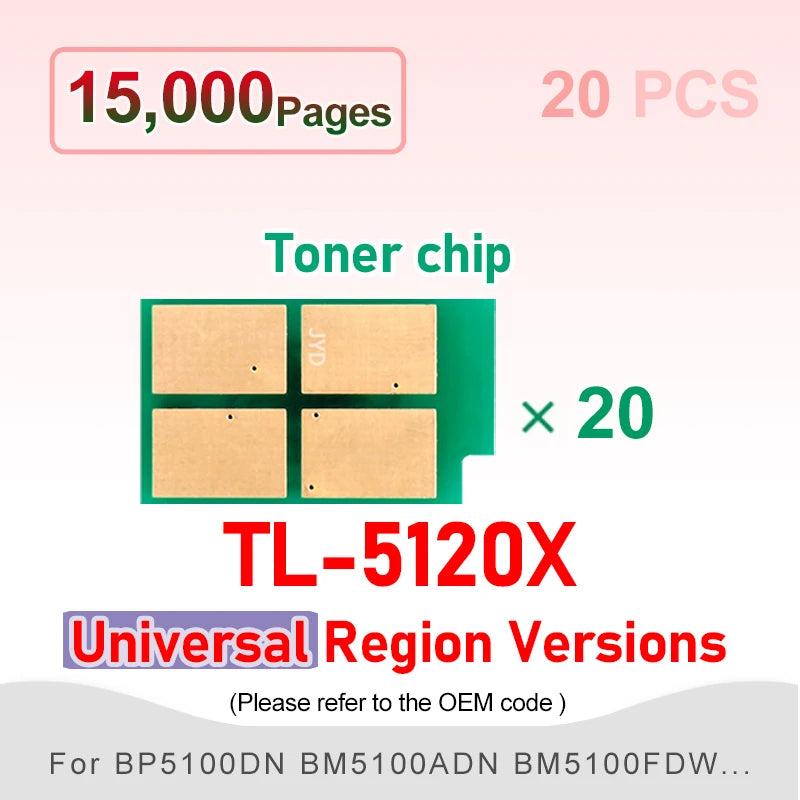 TL5120 Chip DL-5120 TL-5120X TL-5120H TL-5120L for Pantum BP5100dw BM5100adw BM5102fdn Adn Dn Toner Cartridge Chip Reset Printer