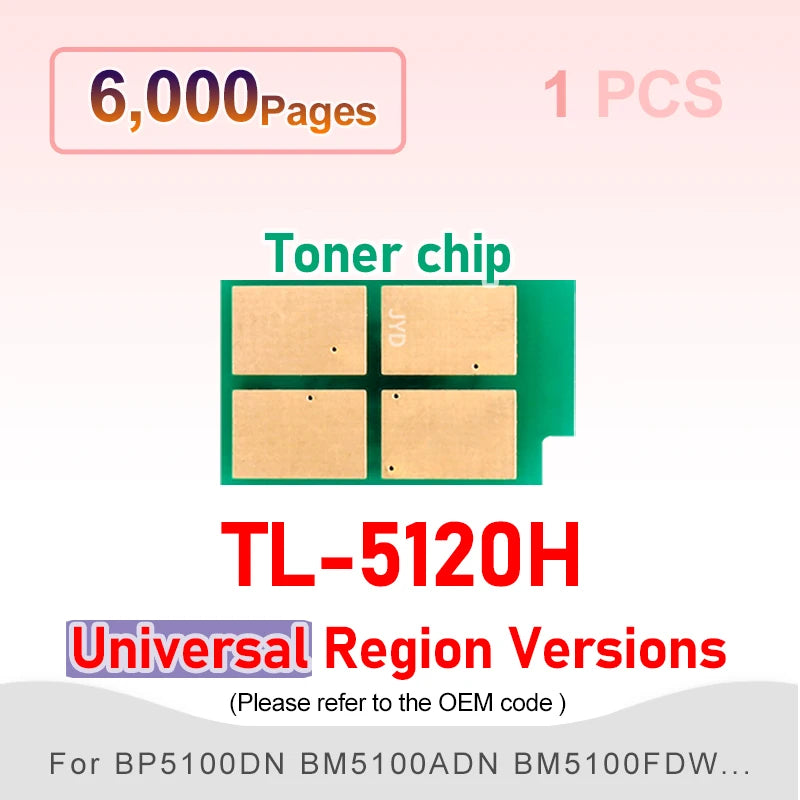 TL5120 Chip DL-5120 TL-5120X TL-5120H TL-5120L for Pantum BP5100dw BM5100adw BM5102fdn Adn Dn Toner Cartridge Chip Reset Printer