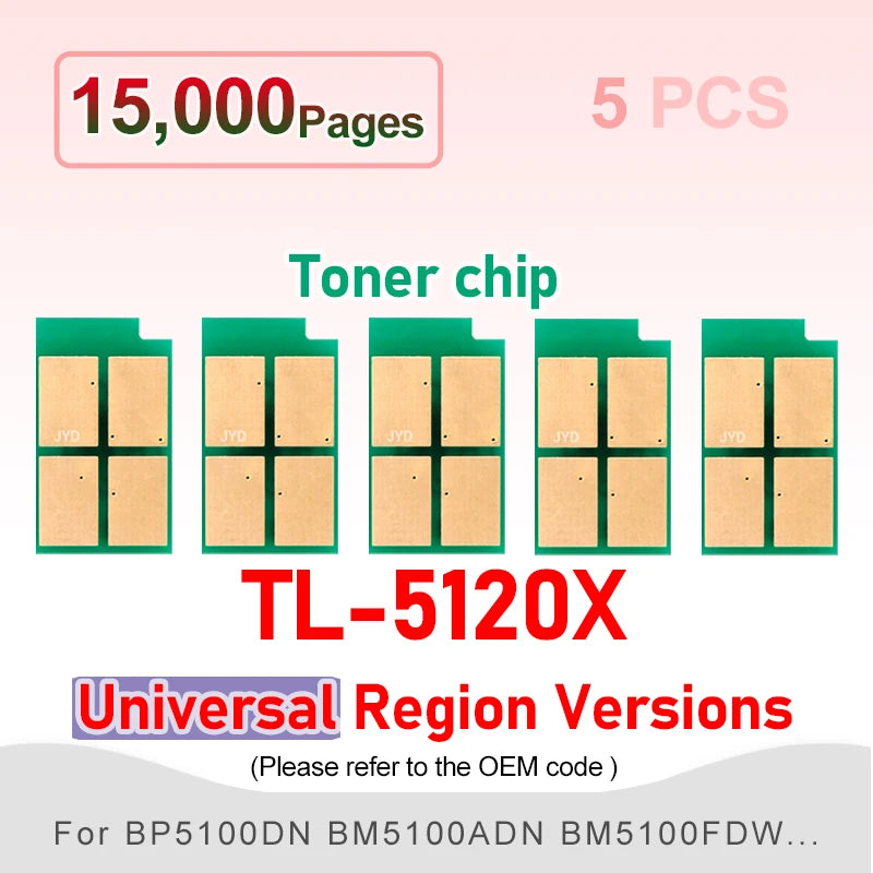 TL5120 Chip DL-5120 TL-5120X TL-5120H TL-5120L for Pantum BP5100dw BM5100adw BM5102fdn Adn Dn Toner Cartridge Chip Reset Printer