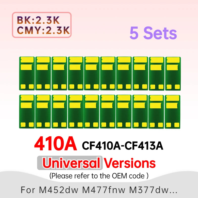 Universal CF410A CF411A CF412A CF413A CRG046 Toner Cartridge Chip Reset for HP M452 M452dn M377dw M477fdn M477 CF410X Chip 046H