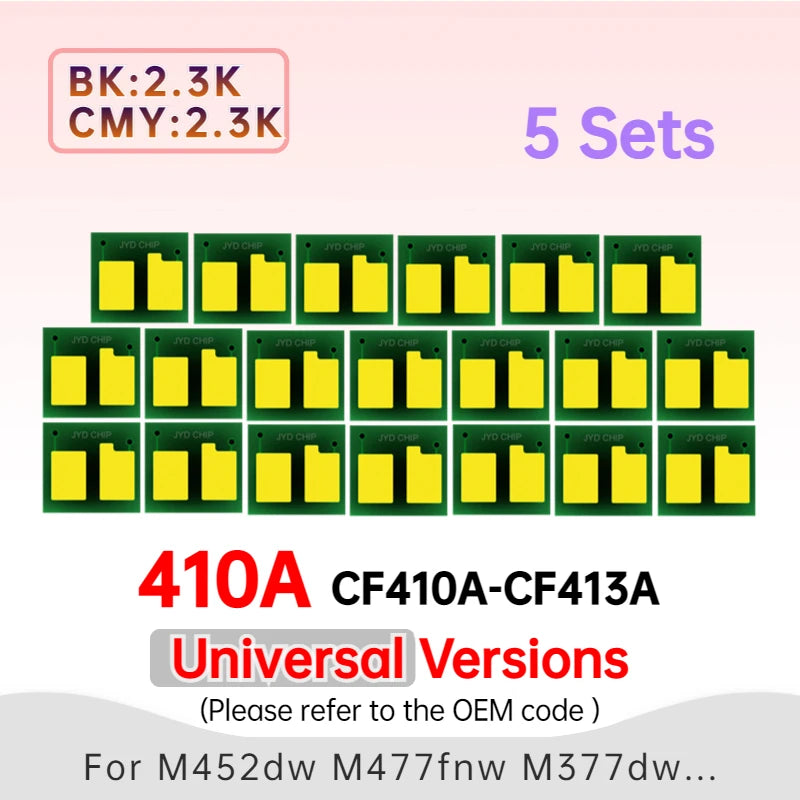 Universal CF410A CF411A CF412A CF413A CRG046 Toner Cartridge Chip Reset for HP M452 M452dn M377dw M477fdn M477 CF410X Chip 046H