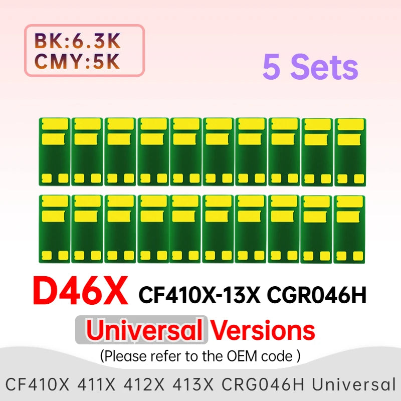 Universal CF410A CF411A CF412A CF413A CRG046 Toner Cartridge Chip Reset for HP M452 M452dn M377dw M477fdn M477 CF410X Chip 046H