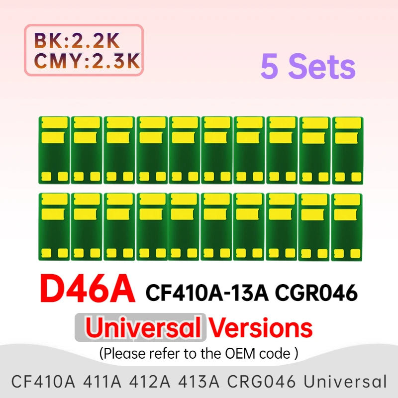 Universal CF410A CF411A CF412A CF413A CRG046 Toner Cartridge Chip Reset for HP M452 M452dn M377dw M477fdn M477 CF410X Chip 046H