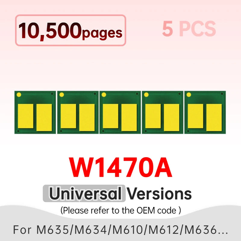 W1470A W1470X Toner Chip Compatible for HP M635h M610dn M636fh M610 M611 M612 M634 M635 M636 147A W1470Y Cartridge Chip Reset