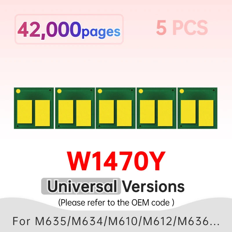 W1470A W1470X Toner Chip Compatible for HP M635h M610dn M636fh M610 M611 M612 M634 M635 M636 147A W1470Y Cartridge Chip Reset